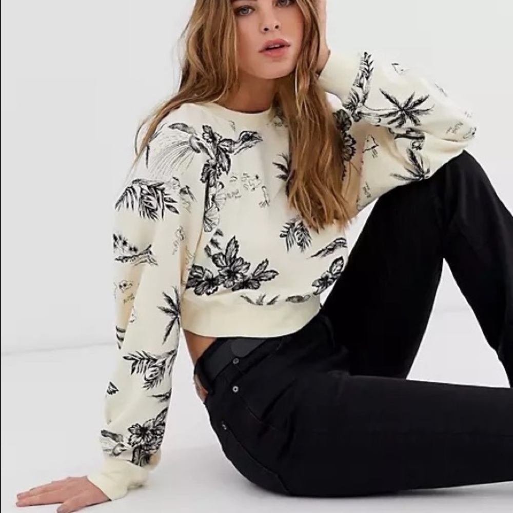 Free People NWT Poppy Floral Print Pullover Small Ivory